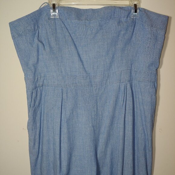 J.Crew Denim Spaghetti Straps Wide Leggs Chambray Blue Jumpsuit Size 18 - Picture 8 of 8